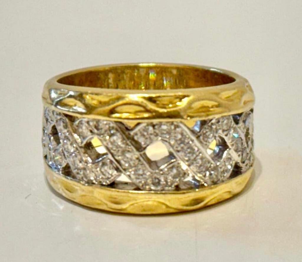 18 karaat gouden bandring 15 gram!! natuurlijke diamanten!!, 18 à 19, Femme ou Homme, Or, Avec pierre précieuse