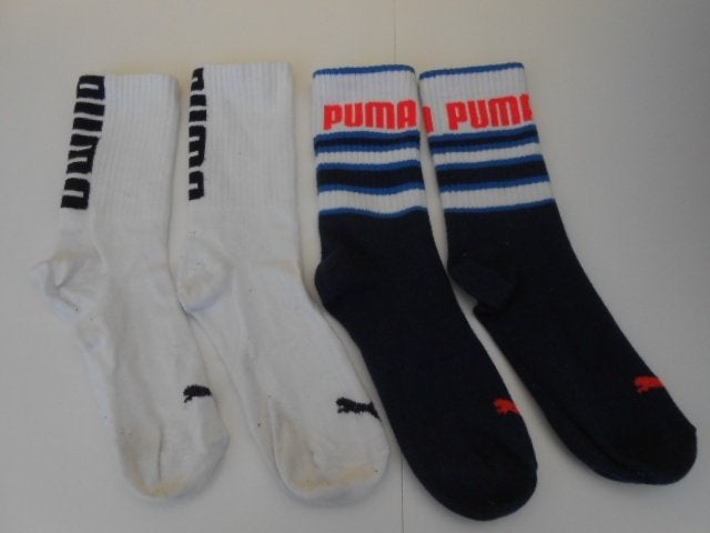 kousen PUMA maat 35/38 wit en blauw 1 x gedragen, Gebruikt, Jongen of Meisje, Puma, Ophalen of Verzenden
