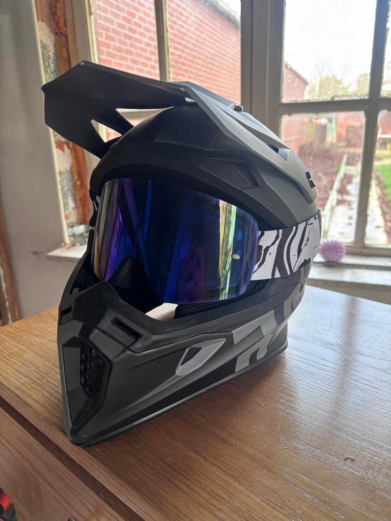 Helm + Bril | Merk: Raven, Motos, Autres marques, Casque off road, XL, Enlèvement