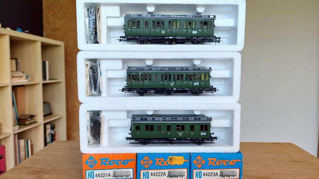 ROCO 44221A+ 22A+ 23A DB RAME DE 3 VOITURES 3 PATTES HO, Envoi, Roco