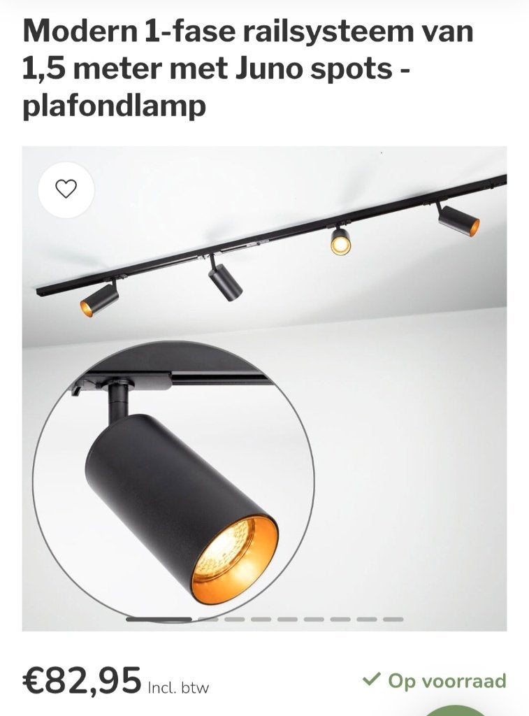 5 spots op railsysteem - NIEUW, Maison & Meubles, Lampes | Spots, Neuf, GU10, Compatible montage au plafond, Spot encastrable ou Spot mural
