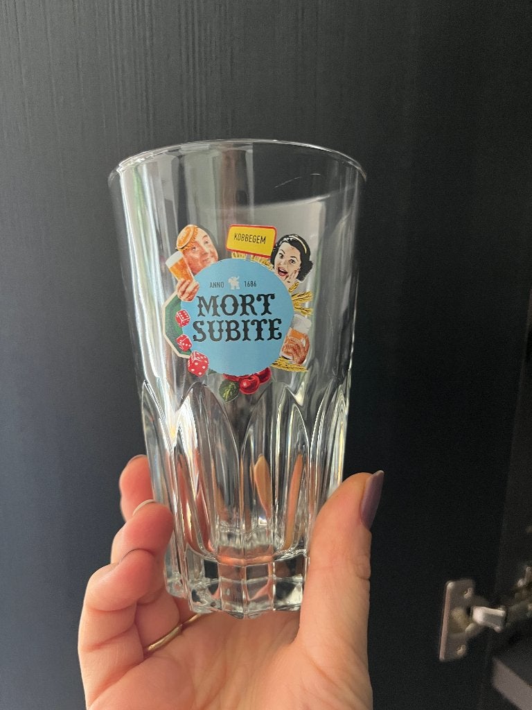 Mort Subite bierglazen x6 0,25l geribbeld, Ophalen of Verzenden, Nieuw, Bierglas