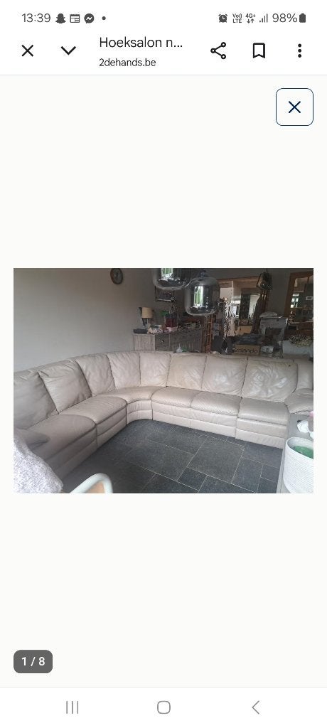 Natuzzi leren hoeksalon met 2 relaxen, Ophalen, Gebruikt, Leer