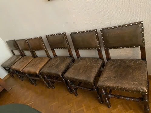 Chaise en cuir et bois, Antiquités & Art, Enlèvement