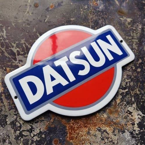 Emaille Reclamebord DATSUN Nissan Garage Dealer Vintage Bord, Envoi, Utilisé, Panneau publicitaire