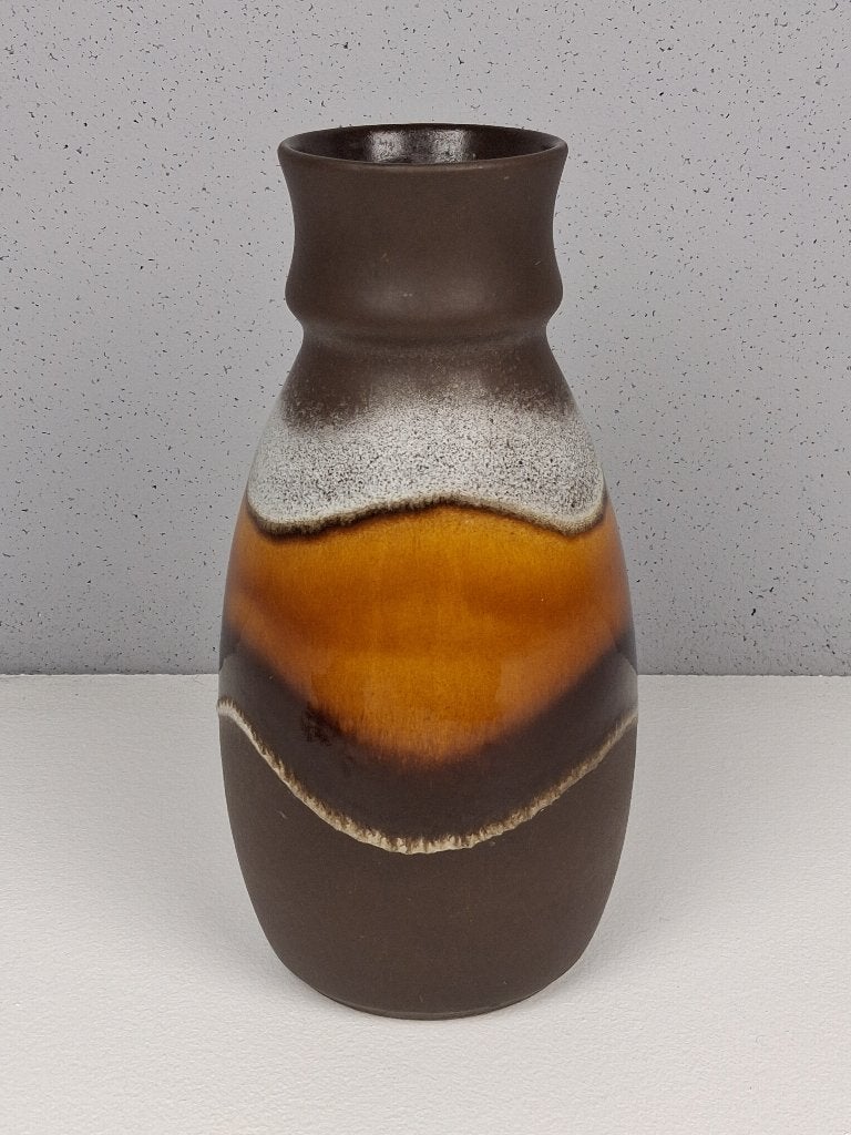 Vintage Bay Keramik Vaas, West-Germany Jaren 70, Ophalen, Gebruikt, Bruin, Met patroon/structuur
