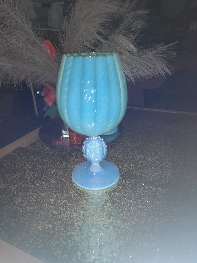 EMPOLI OPALESCENT GLAZEN BOKAAL, Antiek en Kunst, Ophalen of Verzenden