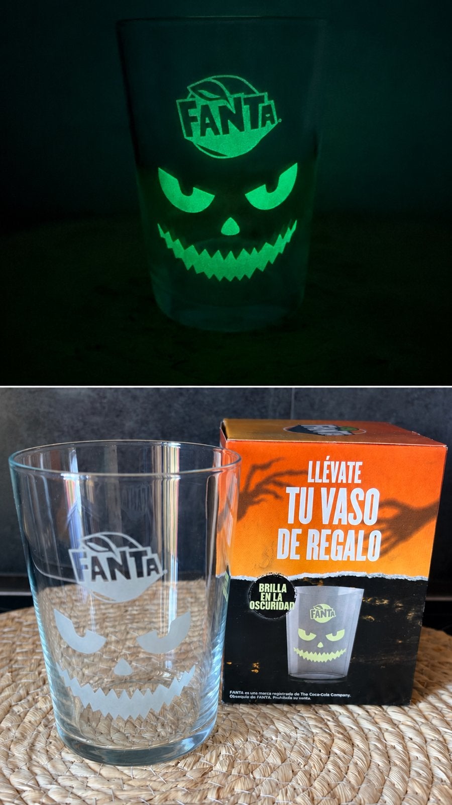 2 FANTA HALLOWEEN 2023 verzamelbrillen - Fosforescerend, Verzamelen, Ophalen, Nieuw, Waterglas