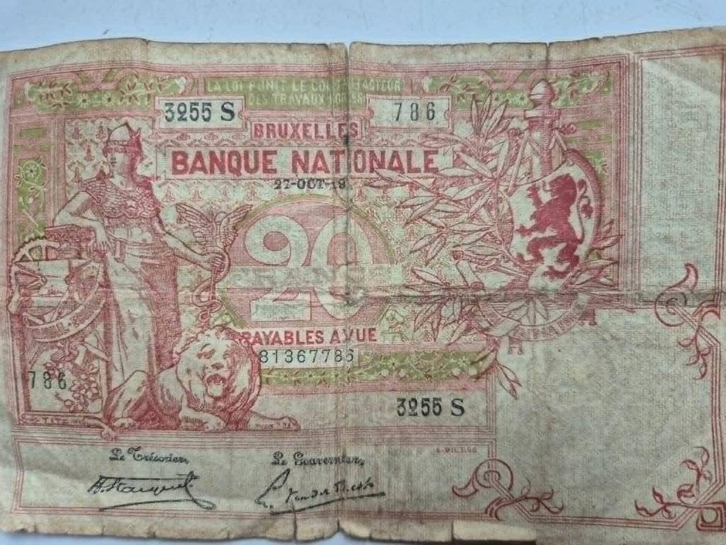 Billet de 20 francs, Timbres & Monnaies, Billets de banque | Belgique, Enlèvement, Billets en vrac
