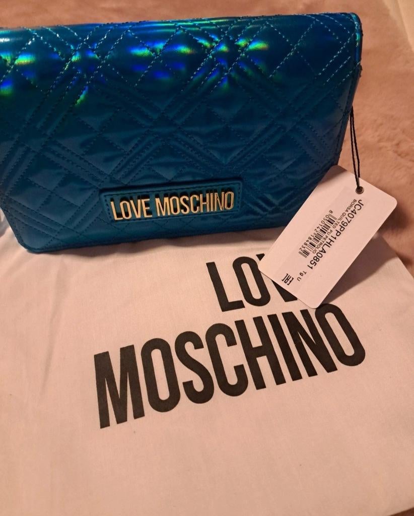 Love Moschino Shiny Quilted Tas – Petrol Blauw, Ophalen of Verzenden, Blauw