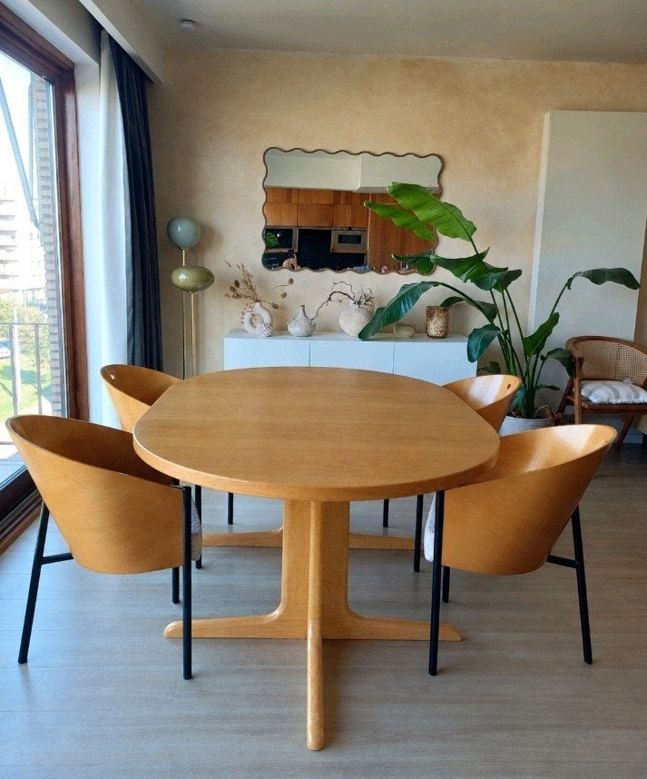 Prachtige set Philippe Starck stoelen met vintage tafel., Huis en Inrichting, Ophalen, 100 tot 150 cm, Vintage, 200 cm of meer