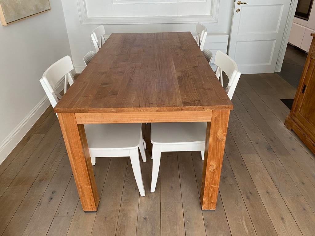 Tafel uit teakhout met 6 stoelen, Ophalen, Zo goed als nieuw, Teakhout