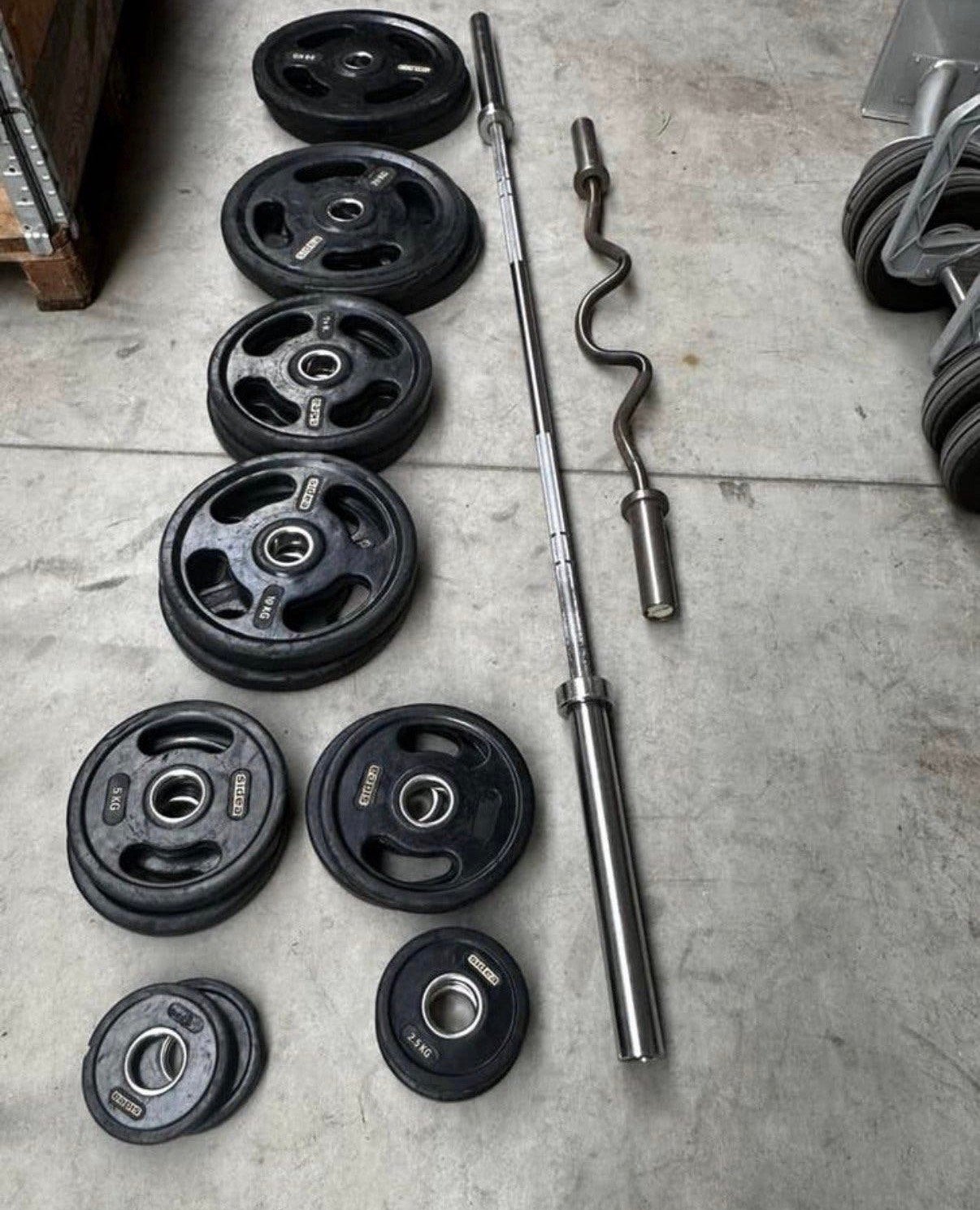 147,5kg Olympische Gewichten ,Olympische Barbell  ,Ezstang, Sport en Fitness, Ophalen, Gebruikt, Halterschijven