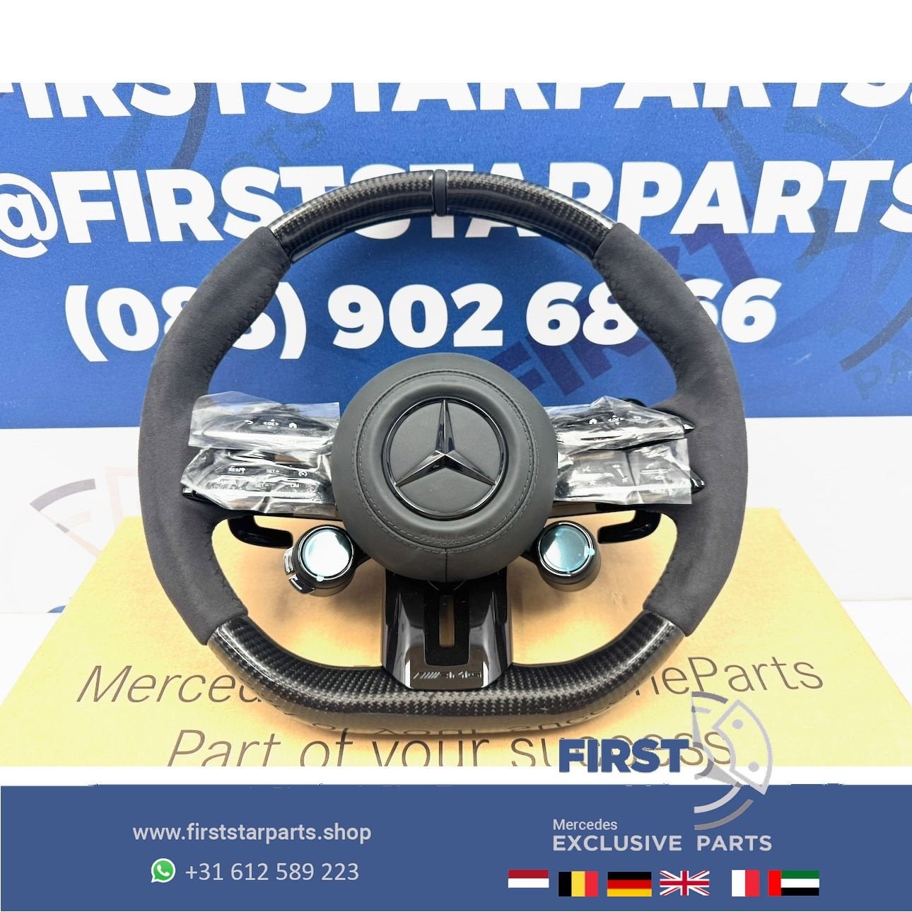 AMG CARBON STUUR + QUICK RESPONS KNOPPEN A35 A45 CLA45 C63 E, Gebruikt, -, Ophalen of Verzenden, -