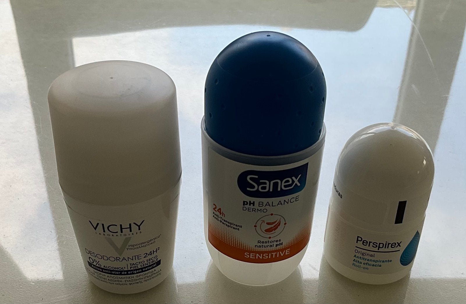 Set van 3 reisvriendelijke deorollers Vichy, Sanex Perspirex, Ophalen of Verzenden, Zo goed als nieuw