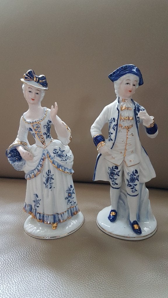 Paar samenhorende oudere porseleinen beeldjes, Enlèvement, Neuf, Humain