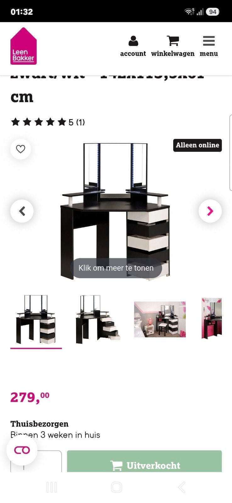 table de maquillage noire avec lumières, Maquillage, Tout le visage, Comme neuf, Enlèvement
