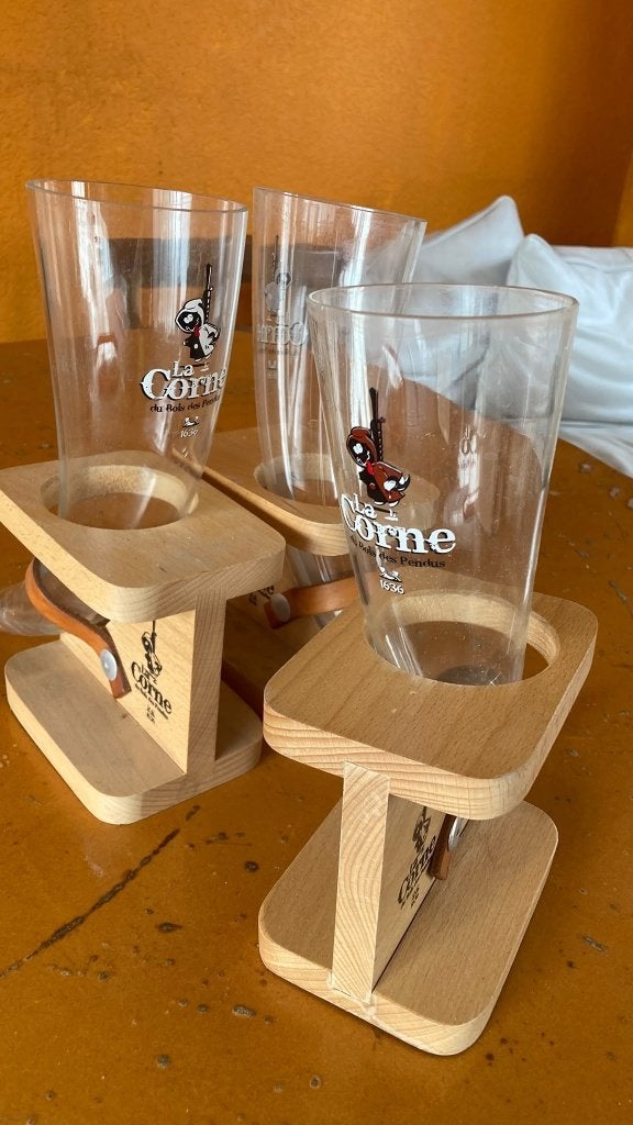 Verres Corne du Bois des Pendus (lot de 3), Verzamelen, Ophalen, Zo goed als nieuw, Bierglas