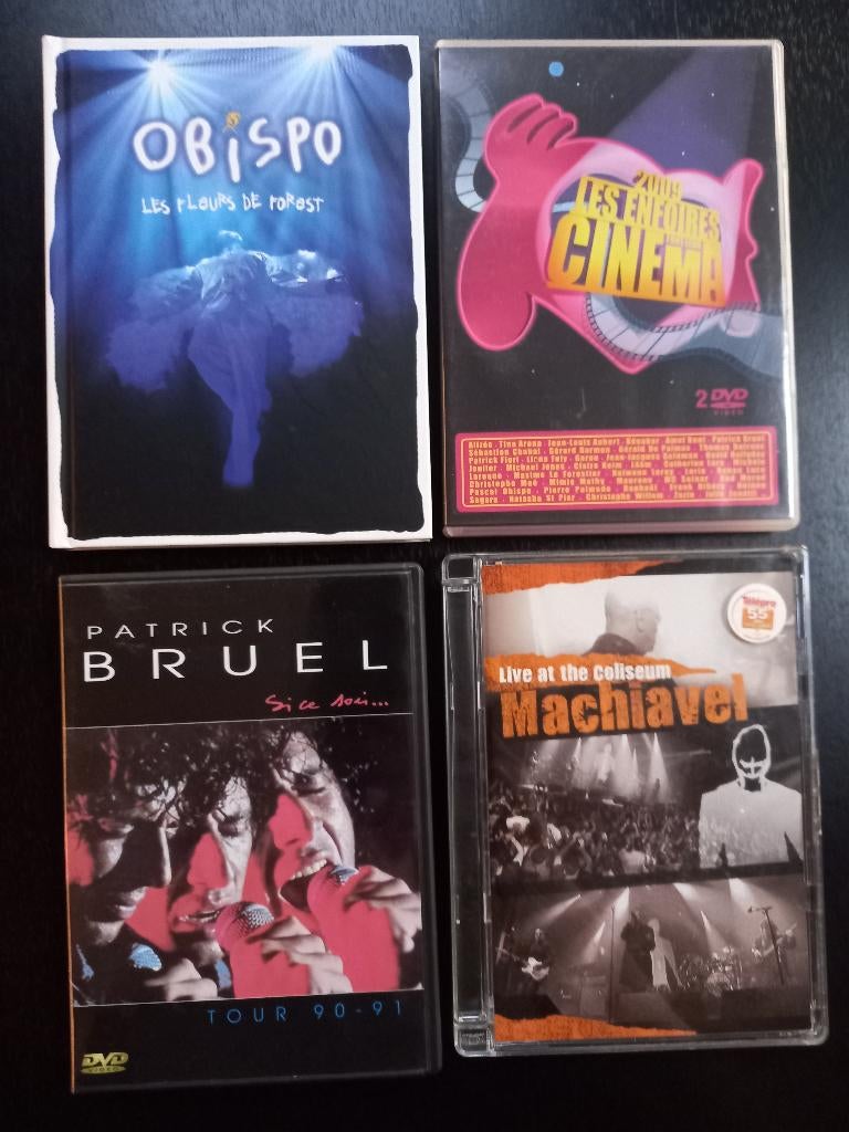 DVD musicaux Obispo Bruel Les Enfoirés Machiavel, CD & DVD, Tous les âges, Enlèvement ou Envoi, Comme neuf, Musique et Concerts