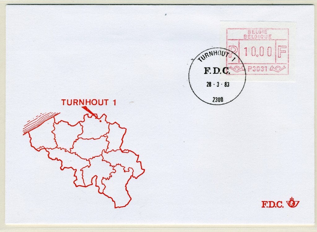 (B) Enveloppe ATM31 FDC 1983 - Turnhout 1 (P3031), Envoi, Affranchi, Oblitération 1er jour