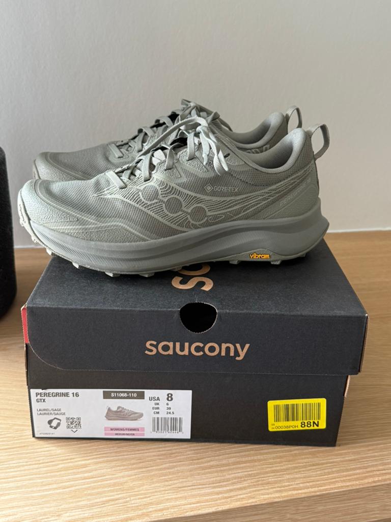Saucony Peregrine 16 GTX dames maat 39, Kleding | Dames, Schoenen, Sportschoenen, Ophalen of Verzenden, Zo goed als nieuw, Groen