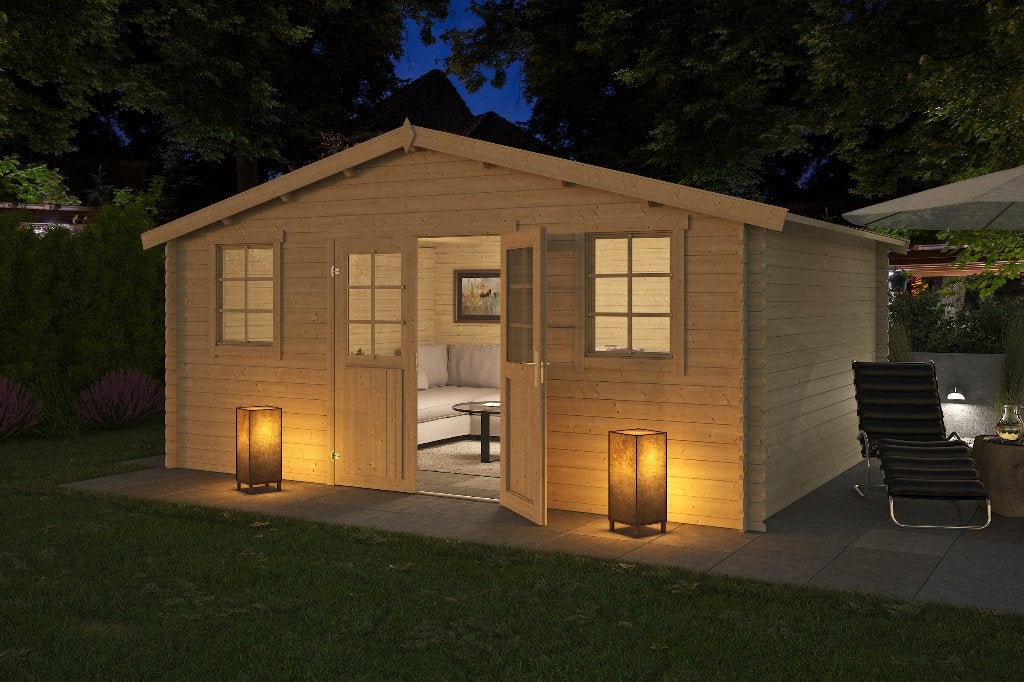 Cabane en rondins Udo 480x300 Épicéa non traité, Envoi, Neuf
