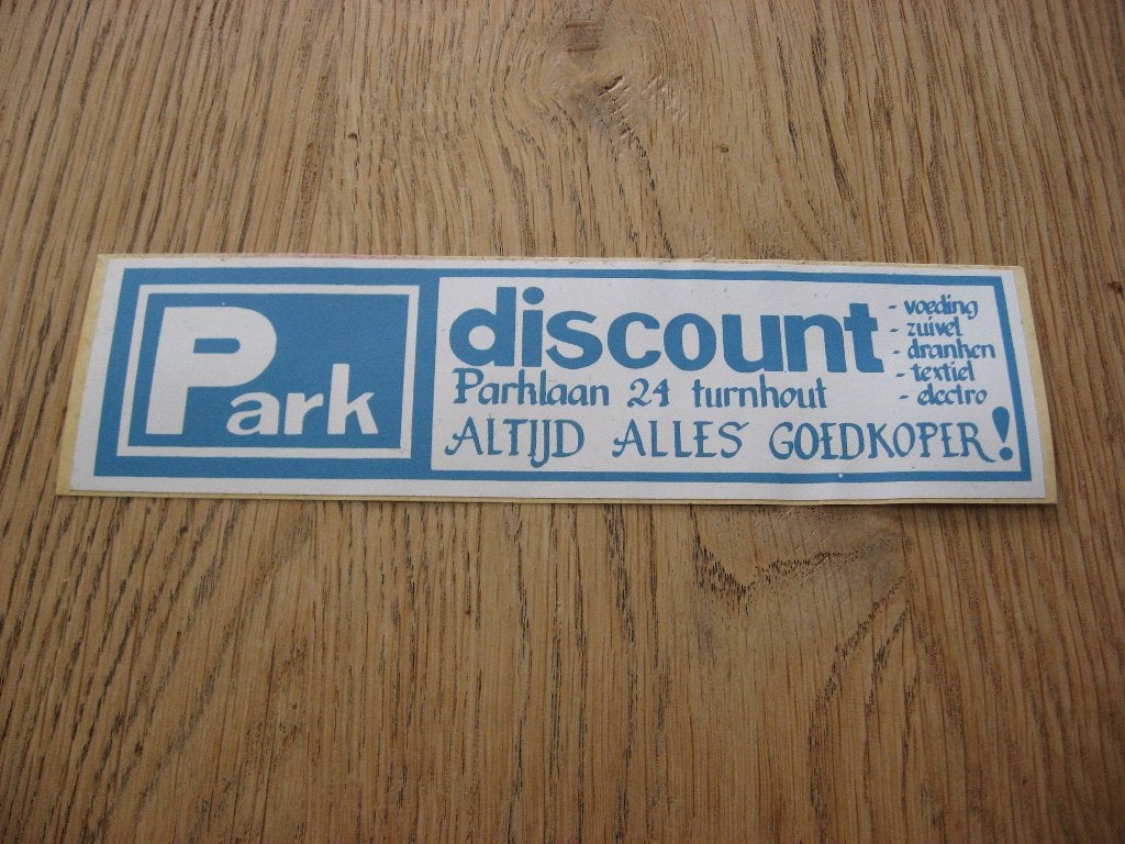 Vintage Sticker Park Discount Turnhout, Enlèvement ou Envoi, Neuf, Magasin ou Supermarché