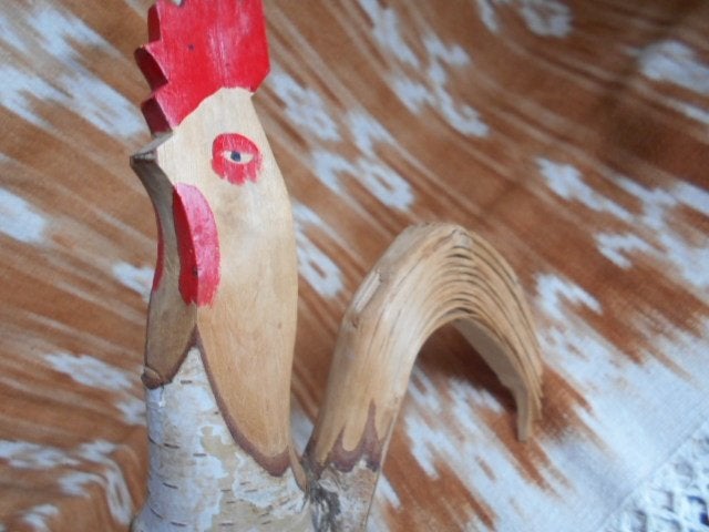 haan handgesneden uit berkenhout 5 €, Antiek en Kunst, Houtsnijwerk, Ophalen of Verzenden, 20 - 50 cm, Hout