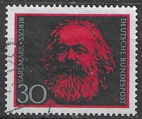 Duitsland Bundespost 1968 - Yvert 425 - Karl Marx (ST), Verzenden, Gestempeld