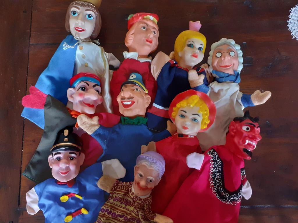 Retro handpoppen ( G ), Verzamelen, Poppen, Ophalen of Verzenden
