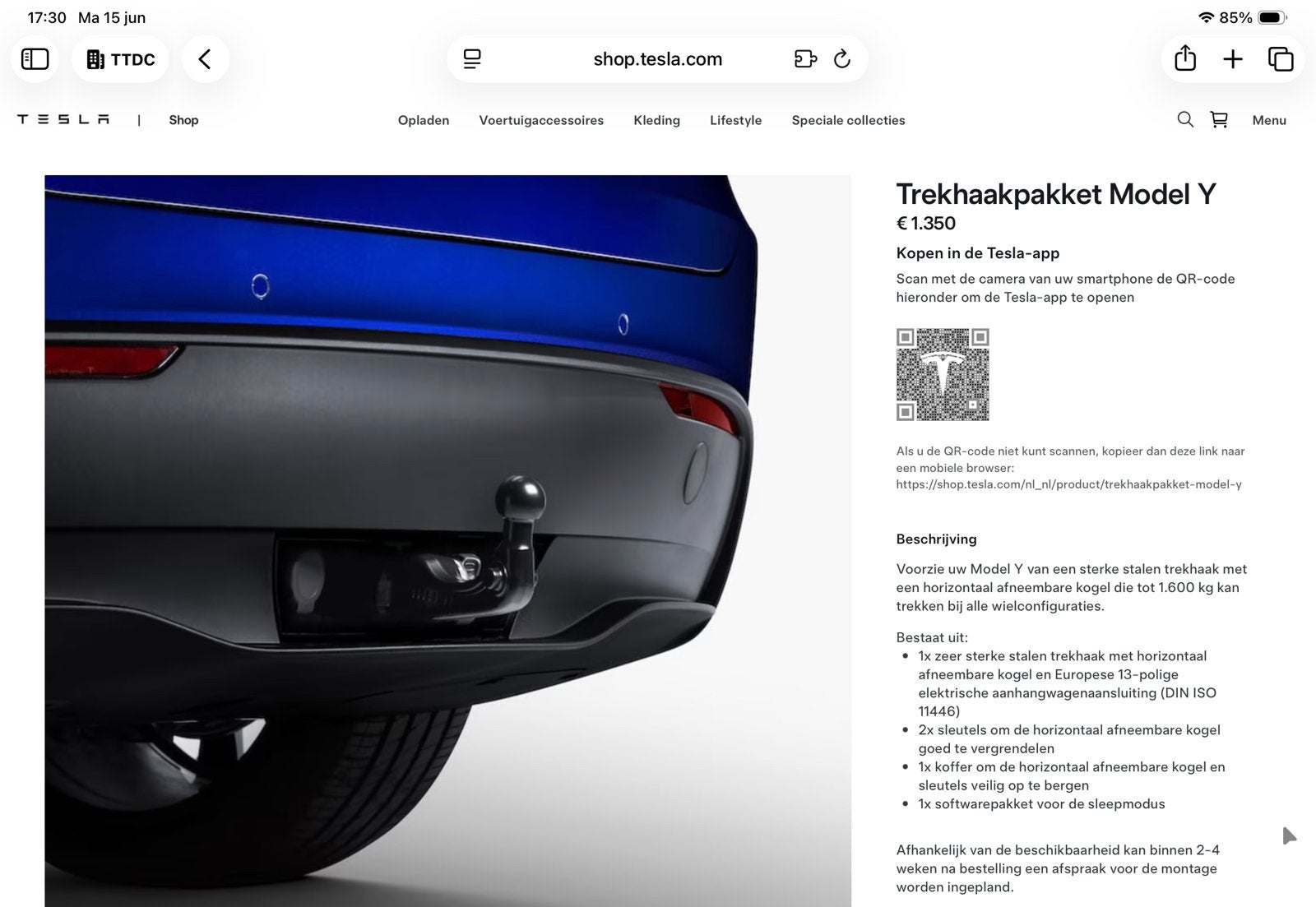 Tesla Model Y juniper trekhaak - Fix4bike, Auto-onderdelen, Trekhaken, Ophalen of Verzenden, Nieuw