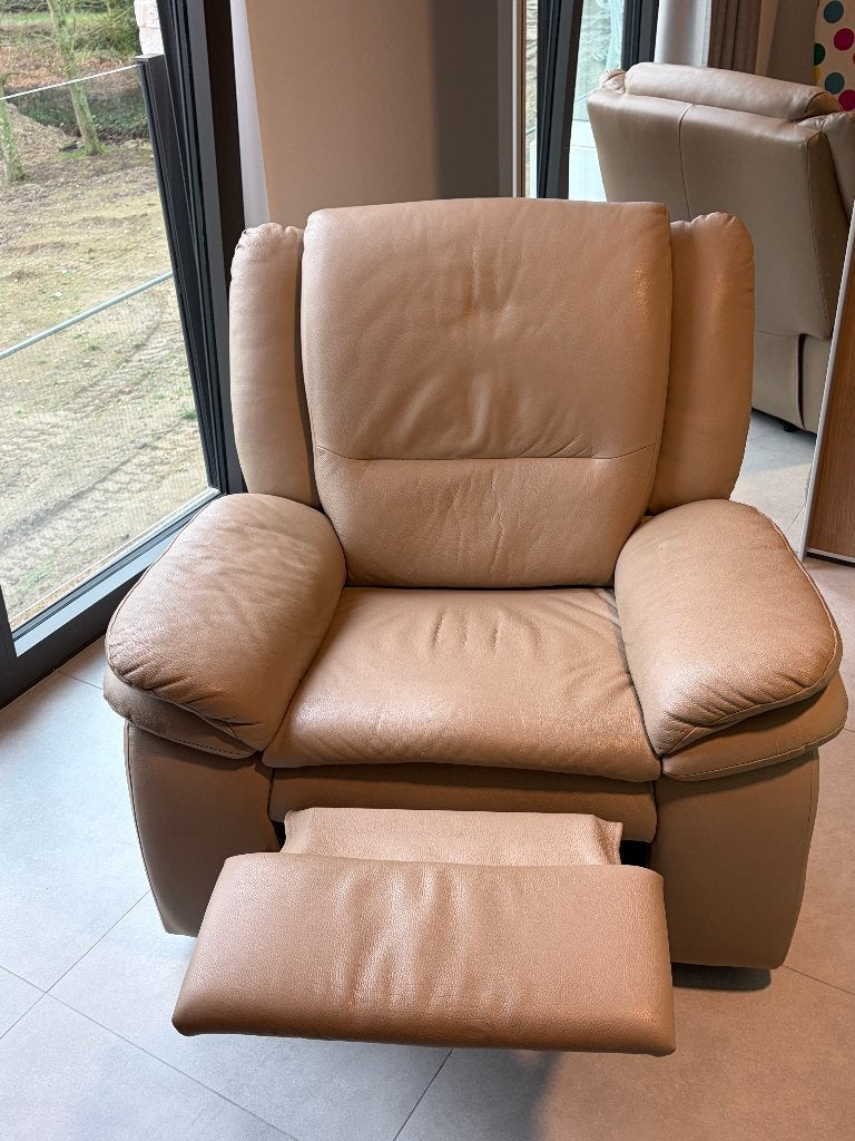 Lederen comfortabele relax zetel met uitklapbaar voetstuk, Klassiek, Moins de 150 cm, Une personne, Enlèvement