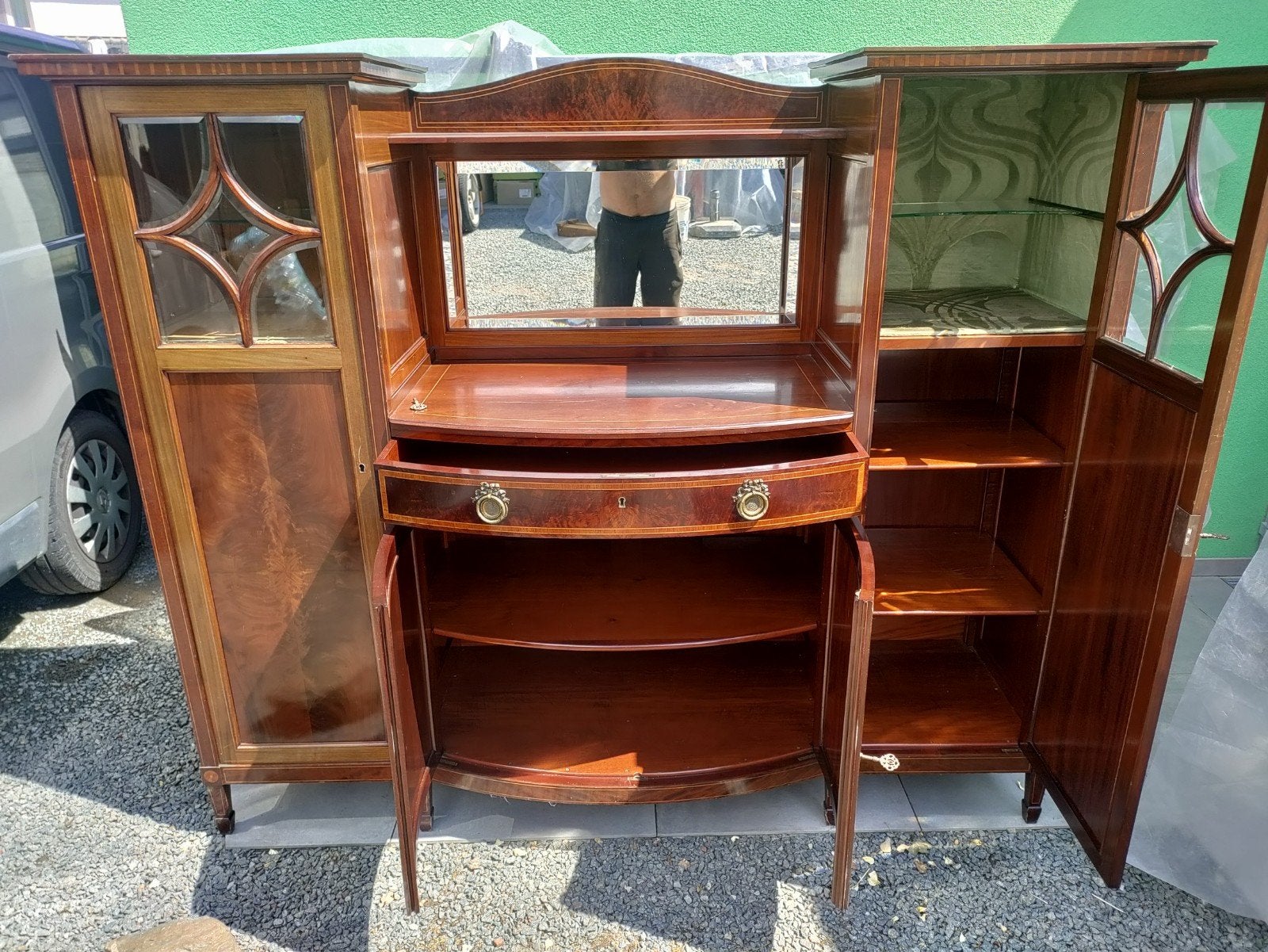 Mahonie houten kast van 2m op 1,65m hoog, Antiek en Kunst, Antiek | Meubels | Kasten, Ophalen