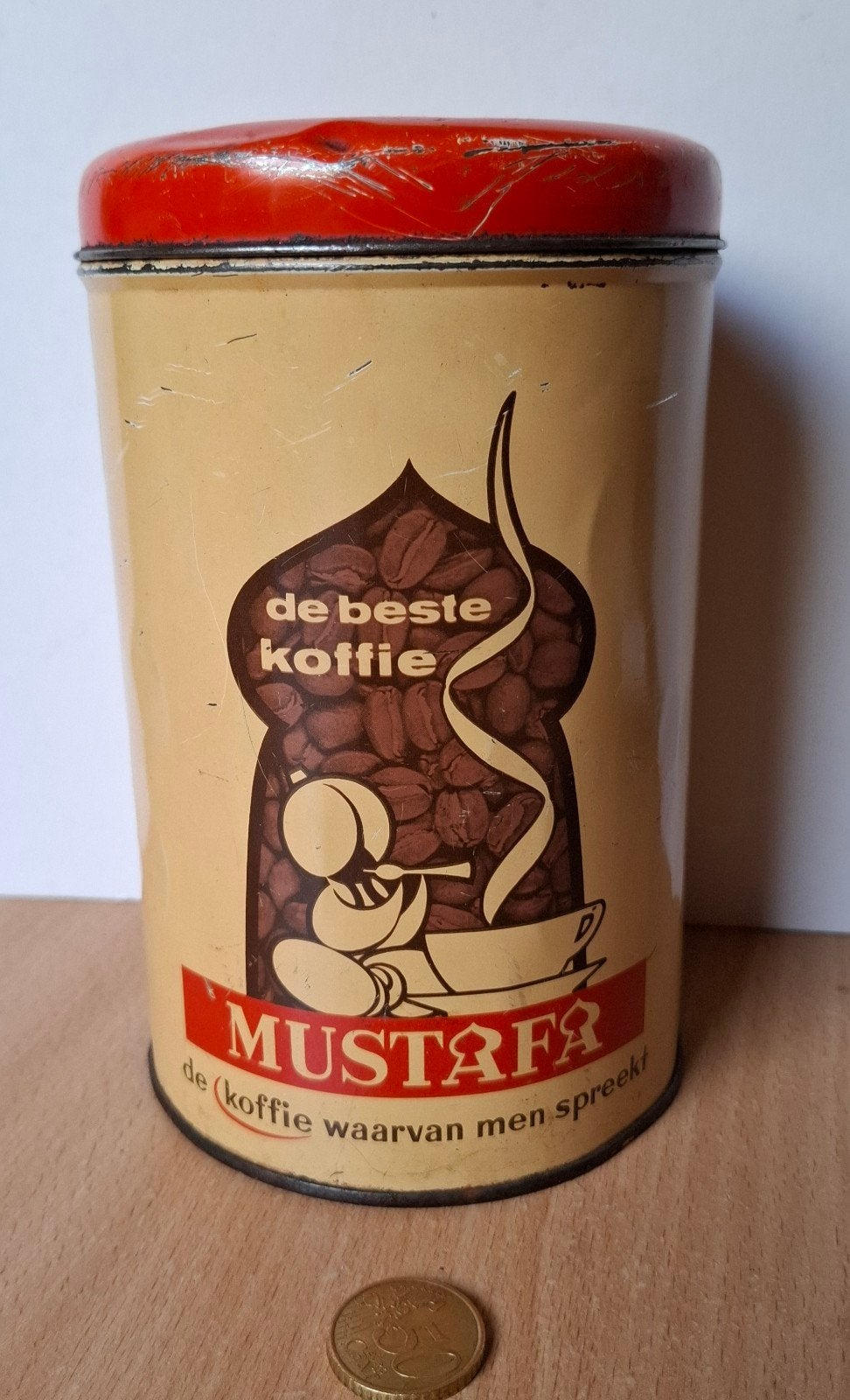 Vintage koffieblik Mustafa., Verzamelen, Ophalen of Verzenden
