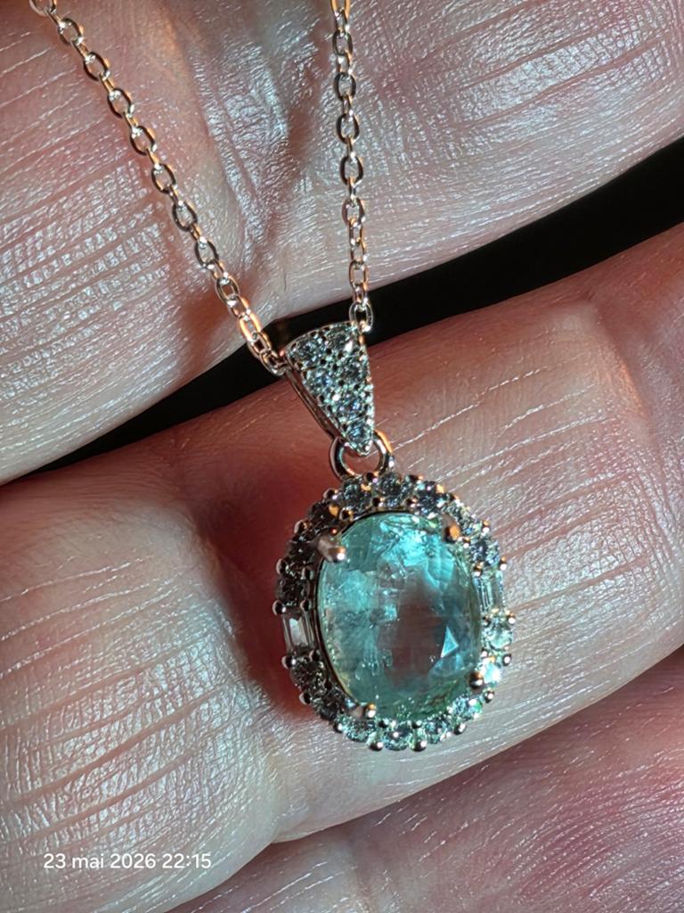 Pendentif en argent massif avec aigue-marine de Brésil, Bijoux, Sacs & Beauté, Neuf, Enlèvement, Avec pierre précieuse, Bleu