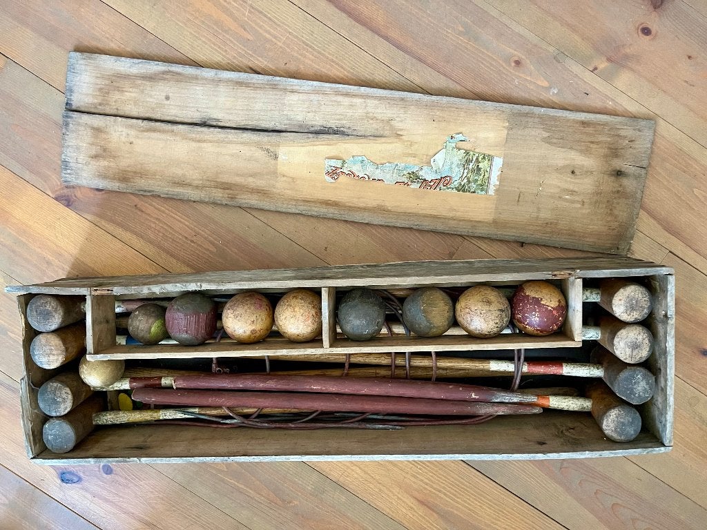 Jeu de Croquet authentique d'époque 1900, Enlèvement, Utilisé
