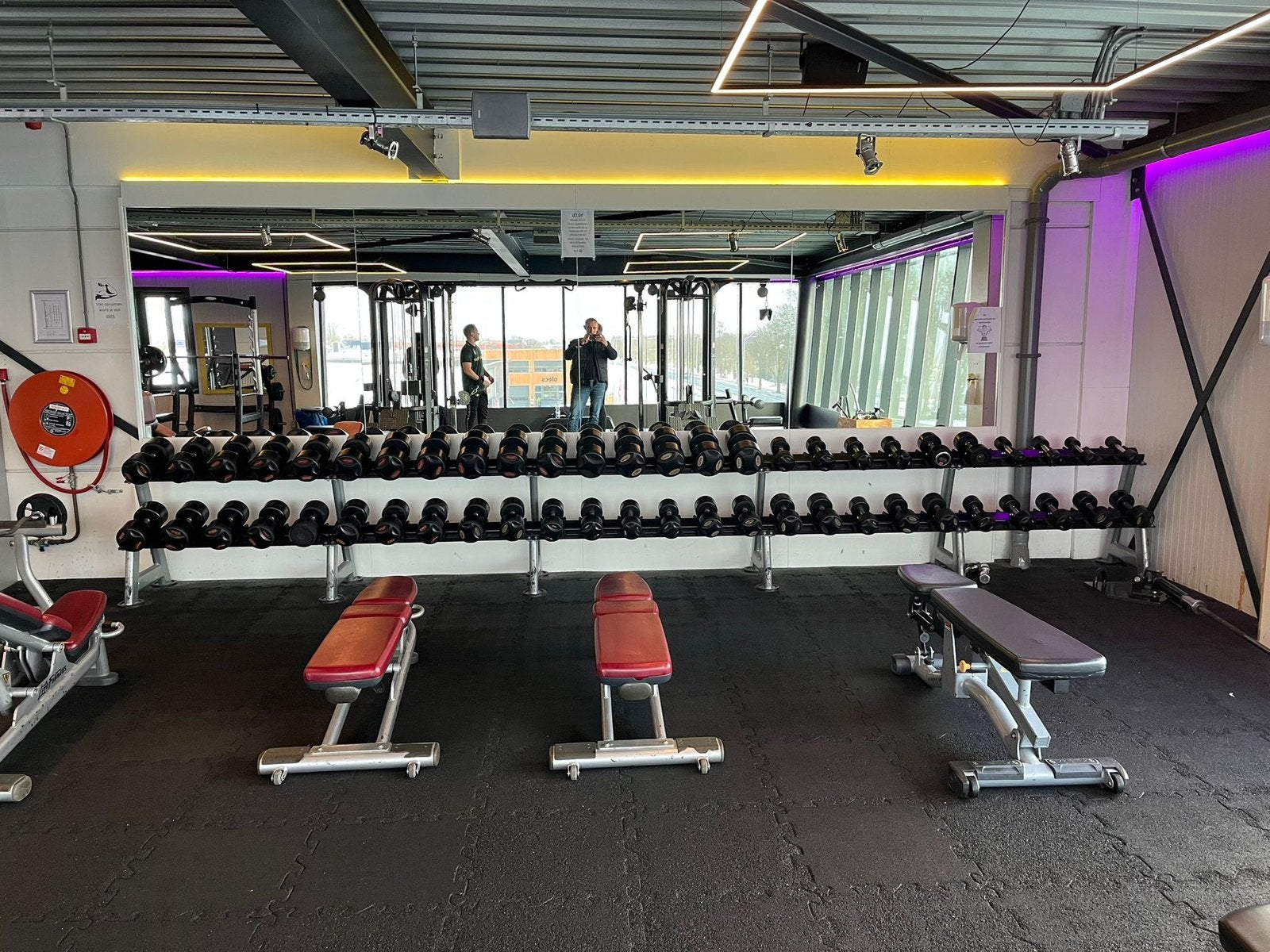 Dumbbellset lifemax 2 tm 46 inclusief rekken, Sport en Fitness, Ophalen, Zo goed als nieuw