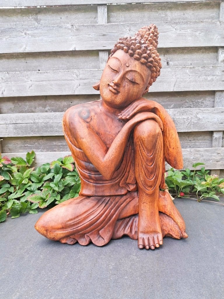 Zen Boeddhabeeld gemaakt van Suar/Azië/handgemaakt, Huis en Inrichting, Bali wood, Ophalen of Verzenden, Hout, Bali