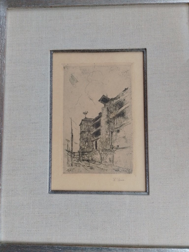 Walter Vaes  1882 - 1958  St Jacobskerk Toren Restauratie, Verzenden, Ets, Gesigneerd