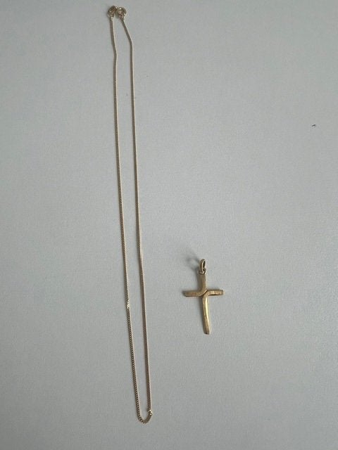 Hangertje kruisje met ketting 18kt, Ophalen of Verzenden, Nieuw, Goud, Goud