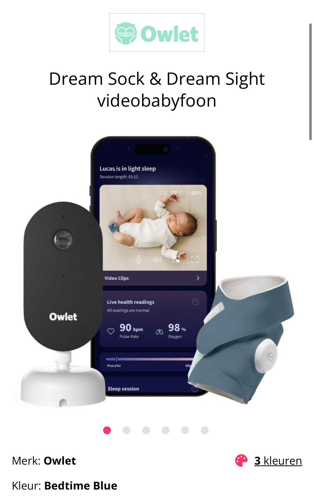 Owlet Dream Babyfoon met monitor sok, Kinderen en Baby's, Ophalen, Nieuw, Camera