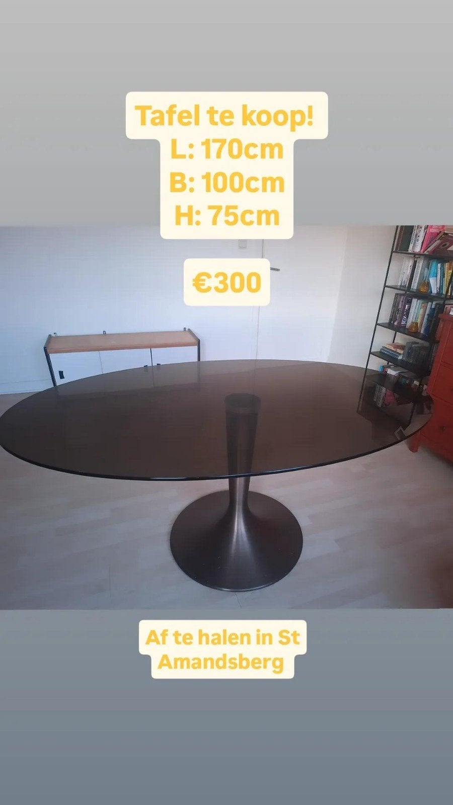 Glazen ovalen tafel, Enlèvement