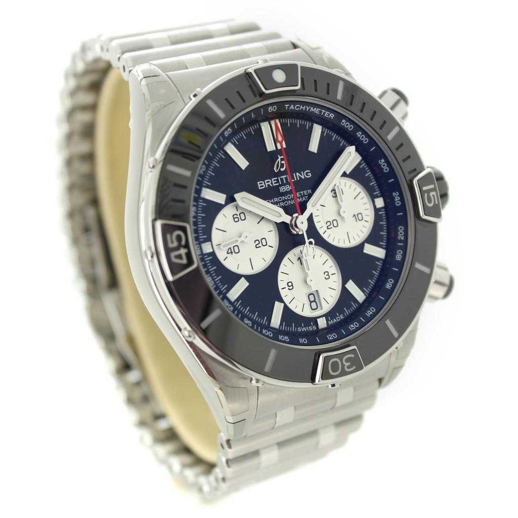 Breitling super chronomat 44 zwart, Bijoux, Sacs & Beauté, Montres | Hommes, Enlèvement ou Envoi, Breitling, Acier, Acier