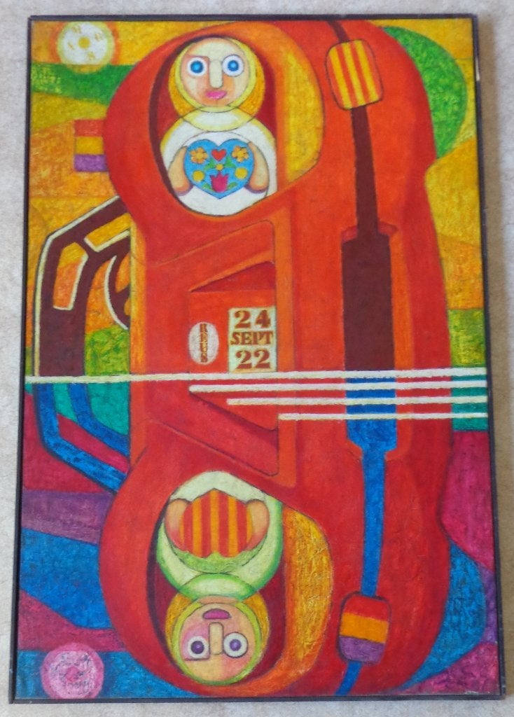 JOAN MARTI / LA MARE UTOPIE / OLIEVERF DOEK / 122x82cm KADER, Antiquités & Art, Enlèvement, Signé, Peinture à l'huile