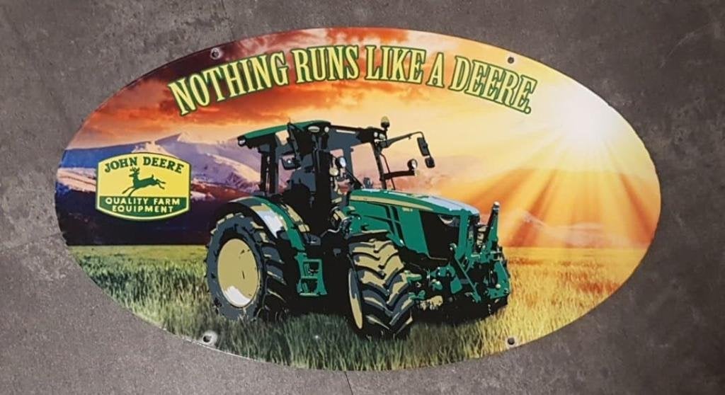 décoratif en métal lourd pour tracteur John Deere e/a, Enlèvement ou Envoi, Neuf, Panneau publicitaire