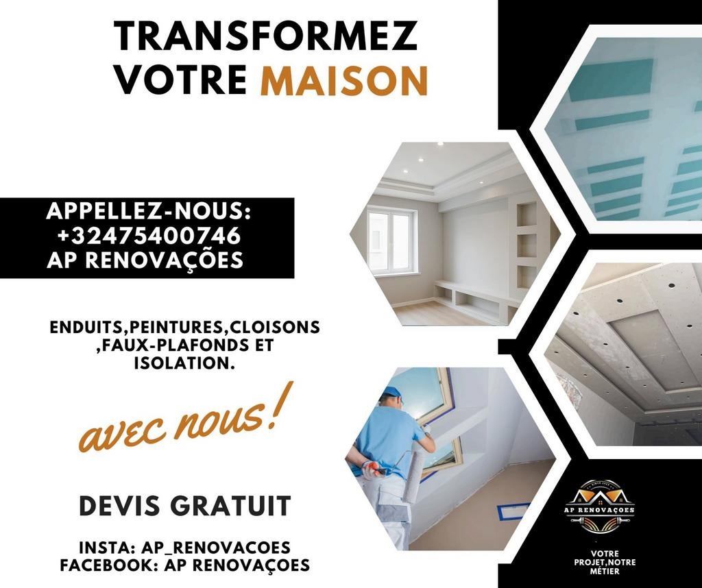 Peintre & Plaquiste – Tournai – Travail soigné, Bricolage & Construction, Enlèvement ou Envoi, Peinture