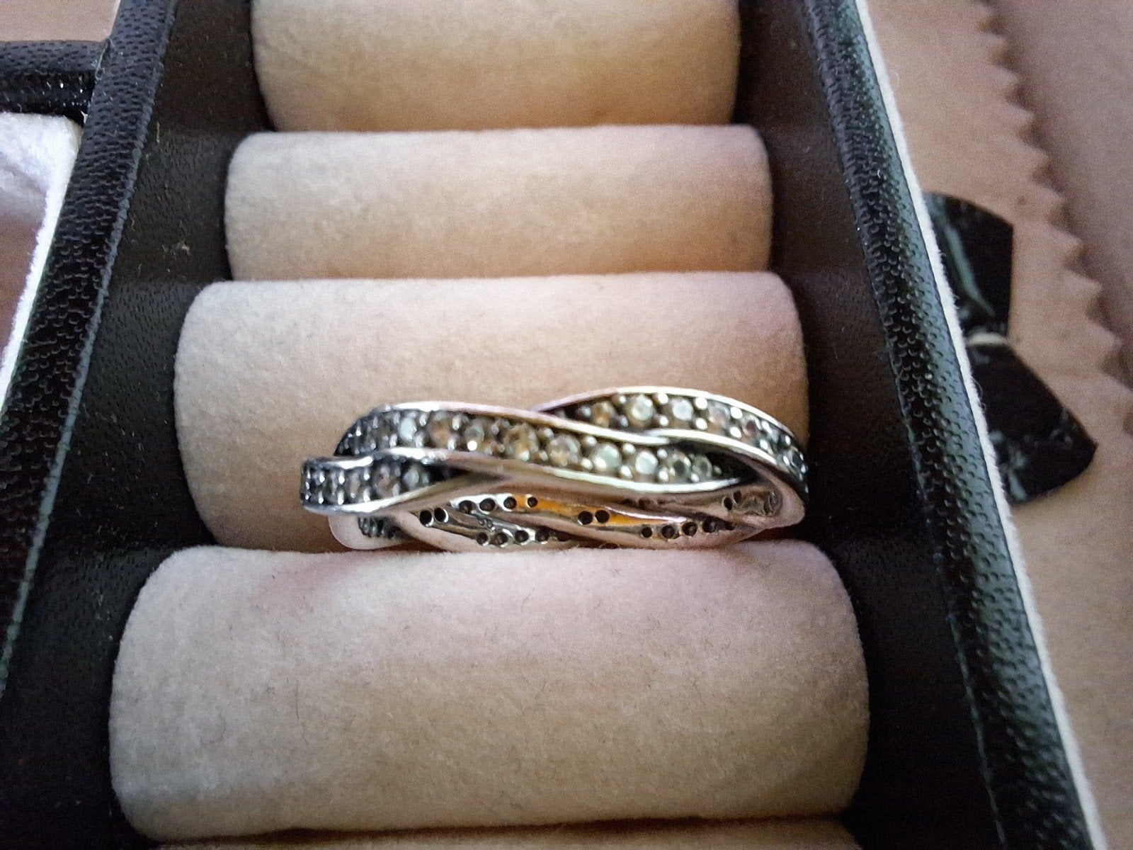 pandora ring sprankelende gedraaide lijnen, Handtassen en Accessoires, Ophalen of Verzenden, Zilver, Zilver
