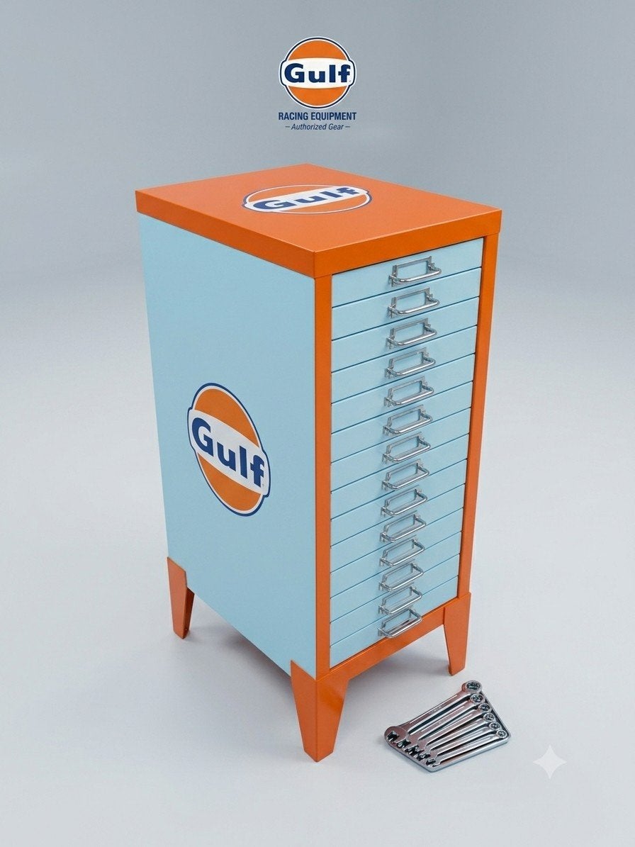 Vintage ladekast in Gulf design, Ophalen
