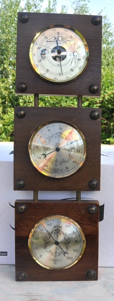 station météo murale 3 carrés de bois, Antiquités & Art, Enlèvement ou Envoi