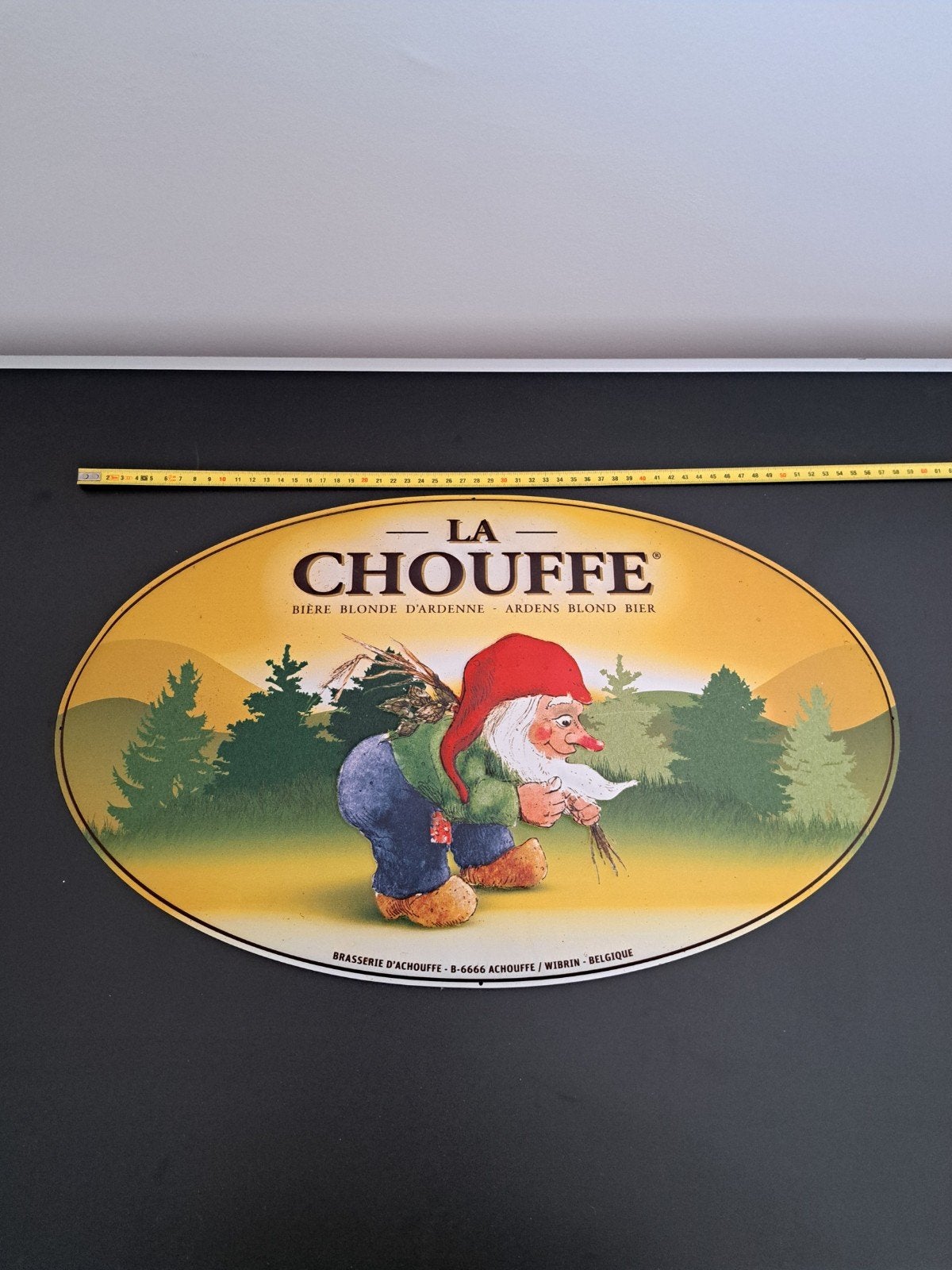 La Chouffe reclamebord, Verzamelen, Ophalen of Verzenden, Zo goed als nieuw, Reclamebord, Plaat of Schild, Overige merken